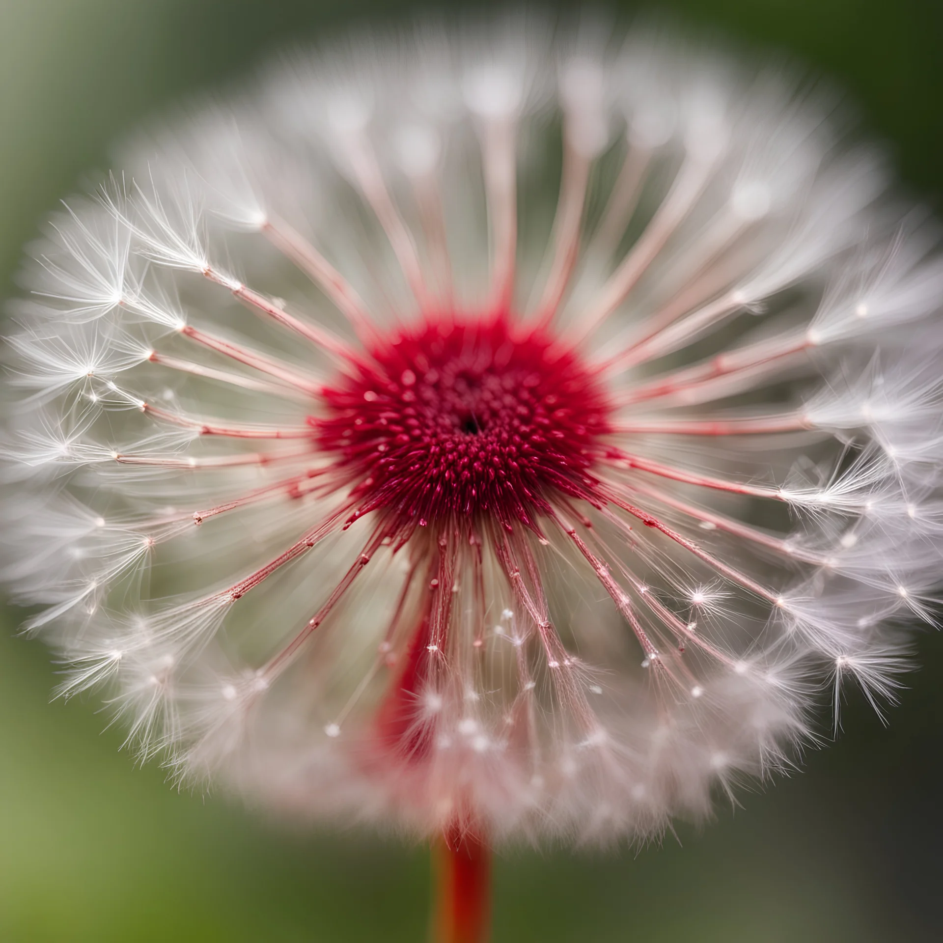 Red - Water Drop on Dandelion Macro , close-up, side lighting, blurred background