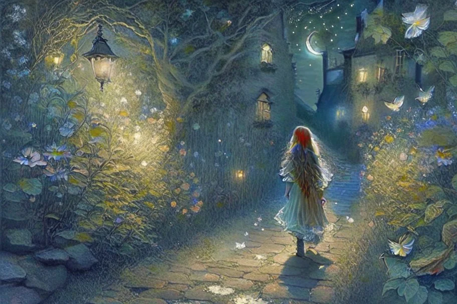 As she walked along the cobblestone path, Lily discovered that the night held a secret enchantment. Moonbeams danced through the leaves, casting ethereal shadows on the ground. The nocturnal creatures serenaded her with their melodic songs, and the scent of wildflowers filled the air