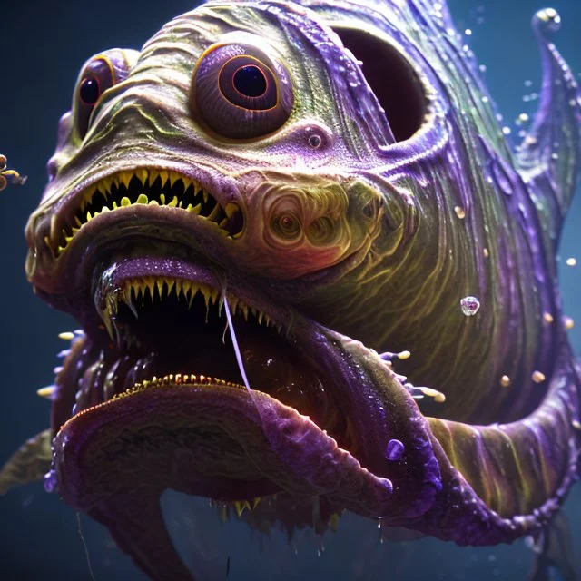 fluid ink angler fish creature, unreal engine 5, 8k resolution, photorealistic, ultra detailed