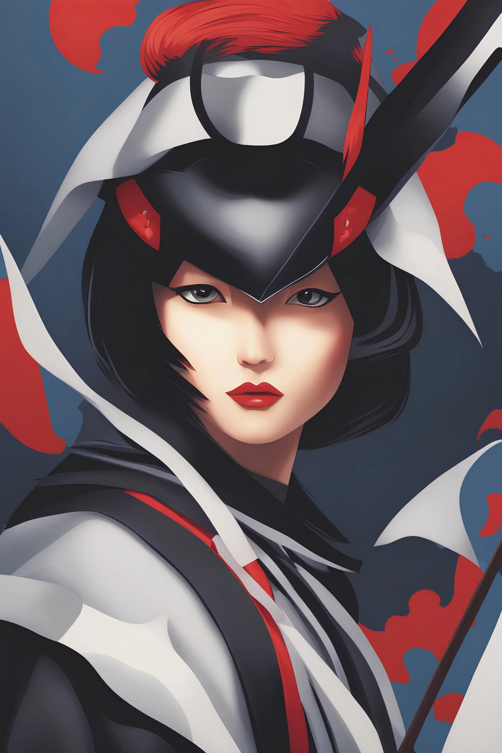 ninja woman in the style of Rumiko Takahashi