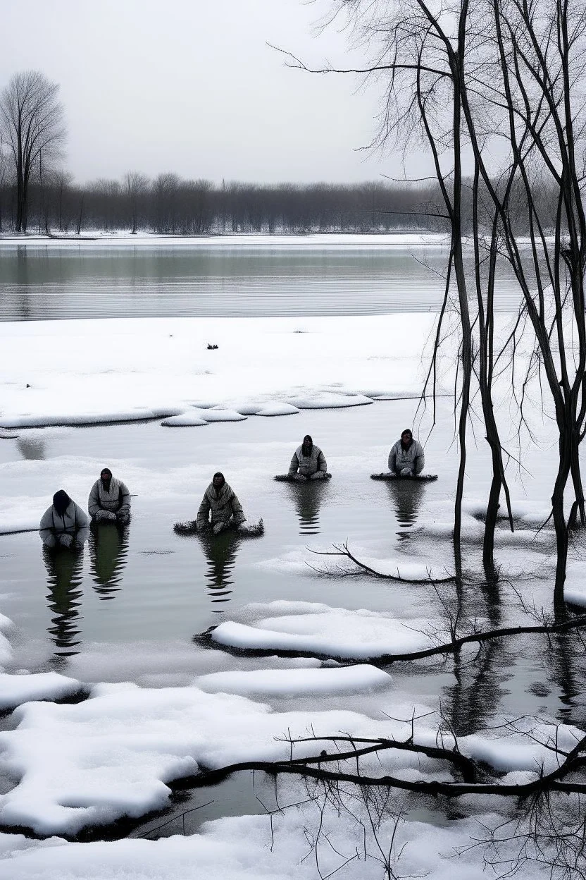 corpses in frozen lake