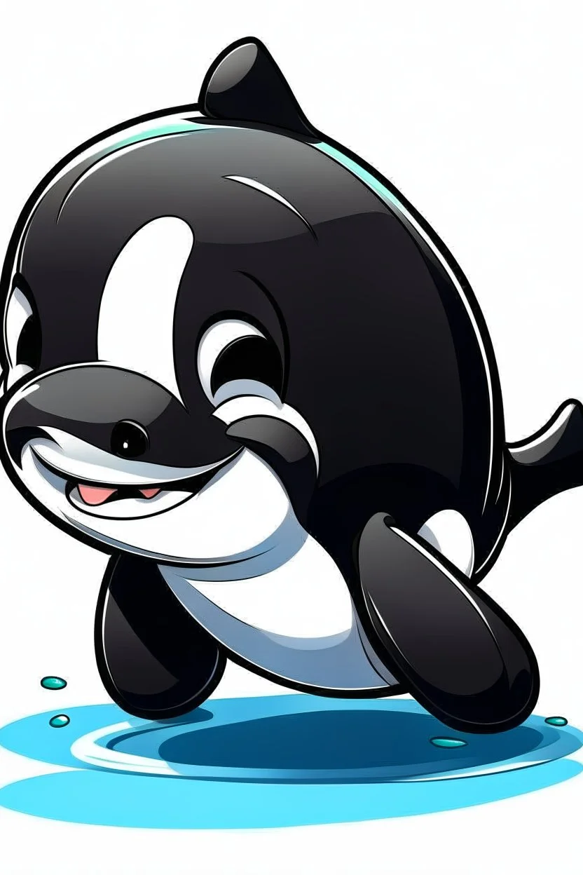 orca cartoon chibi with 2 leg