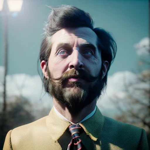 Ultra realistic circus scene. Sweet hair monster. night, smooth color, waist up view, Wes Anderson style, dark ambient, highly detailed, concept art, unreal engine 5, god rays, ray tracing, RTX, lumen lighting, ultra detail, volumetric lighting, 3d, finely drawn, high definition, high resolution.