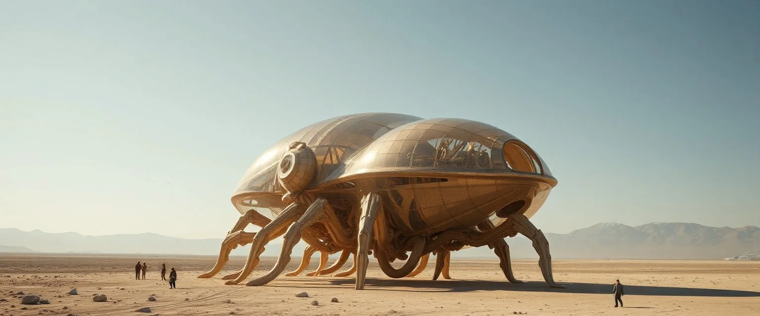 benign transparent superwood alien space craft structure with exoskeleton in the style of Dali
