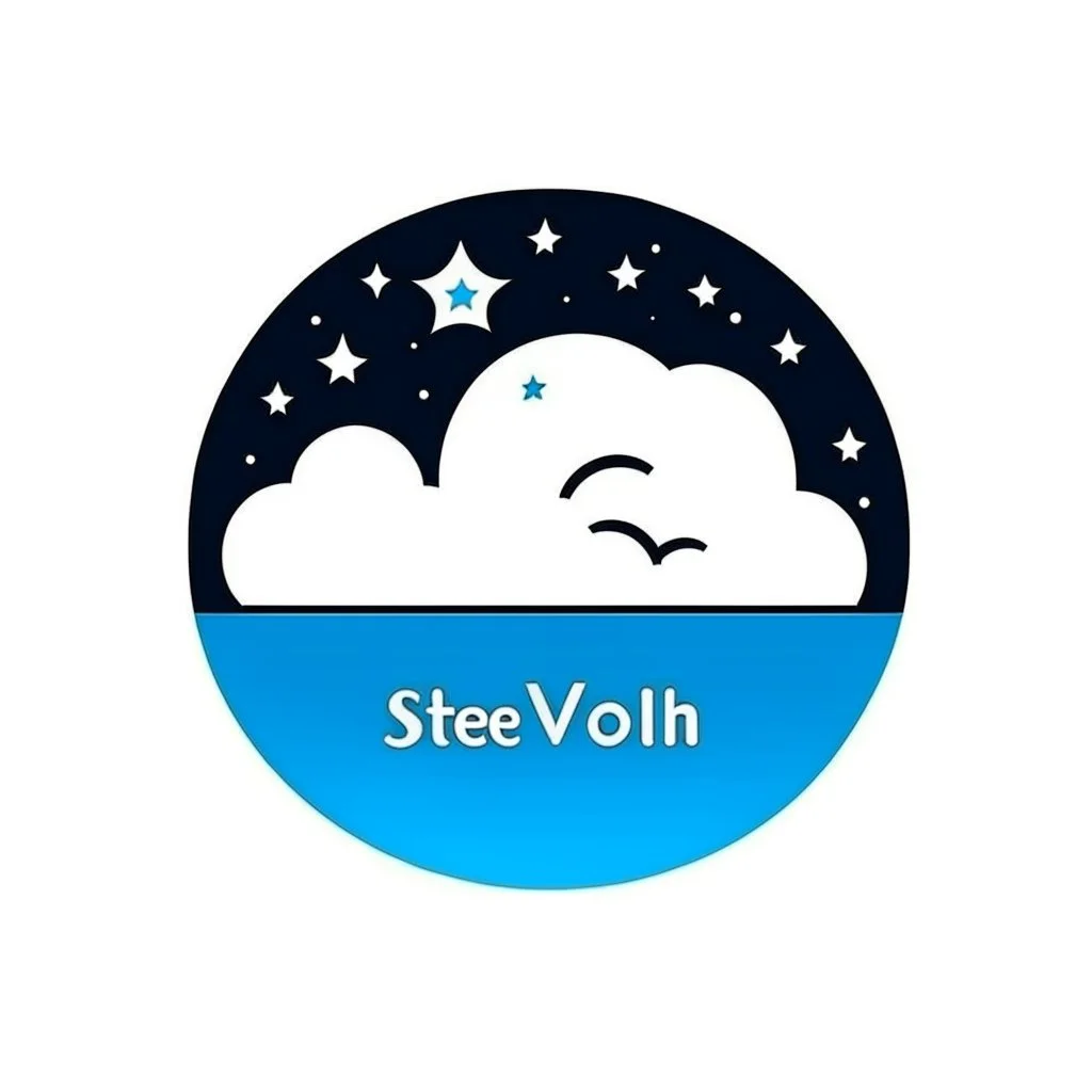 Logo, vector, clean, circle logo with clouds a face and stars