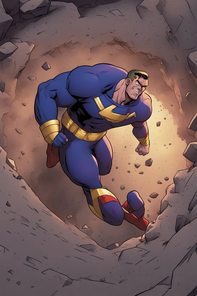 Supermann and thanos falling from a pit animated