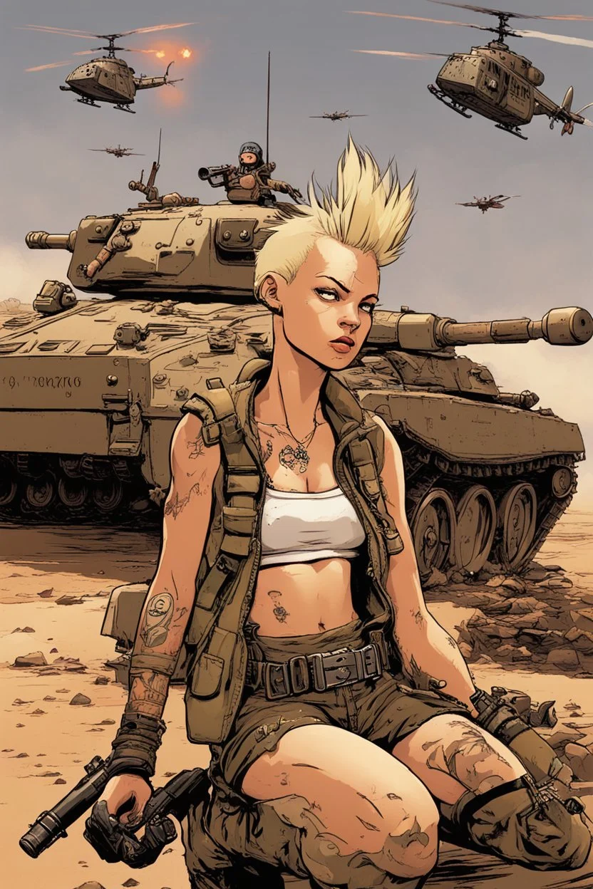 "Tank Girl: Apocalypse." Now... what does it look like? No! Did that before-- What? No, not that way! Damn deadlines. Setting me off completely. Too much pressure. Mixing up the scenes! Too much caffeine. That's it. Damn coffee overdose! What's that? No! You didn't want any kangaroo armies! Now wait a minute. You can't breathe. Too hot in here. Gotta open your eyes! Your mouth! What? They're open? Impossible-- You can't breathe! What? Fly? You are not going to fly! That's insane