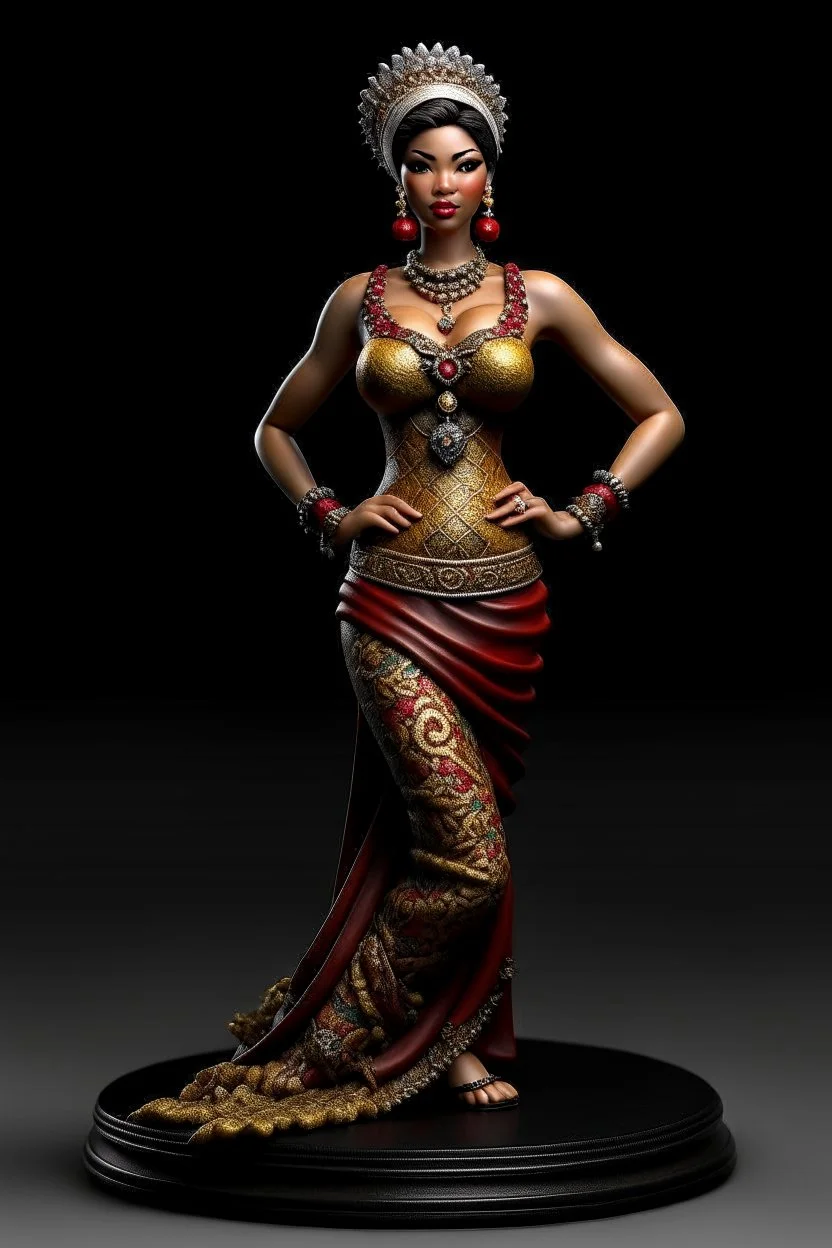 tabletop role-playing miniature of a beautiful women Indonesia. full body. concept art hyperrealism