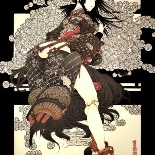 beautiful steampunk huge girl, hyper detailed, hyperdetailed, intricately detailed, illustration by <Katsushika Hokusai> <Yoji Shinkawa>,