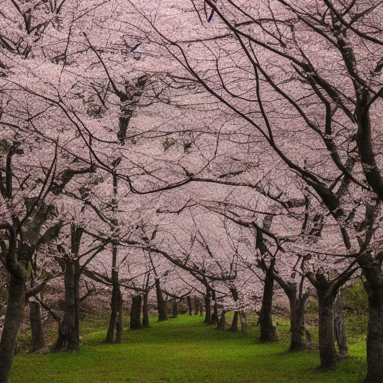 The cherry blossoms in the forest