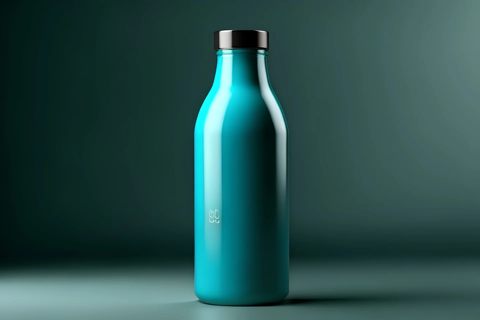 generate an photorealistic image of a minimalist drinks bottle with a logo design on it