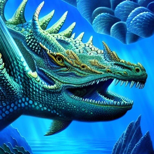 ultra detailed fullbody portrait of Leviathan the dragon of the sea underwater, extremely detailed digital painting, intrincate, extremely detailed face,crystal clear Big eyes, in the style of rafael sanzio, mystical colors , perfectly centered image, perfect composition, rim light, beautiful lighting, 8k, stunning scene, raytracing