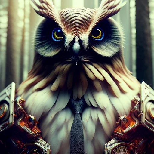 intricate details, realistic, octane, unreal engine, portrait, natural lighting,zoomed out + portrait, volumetric lighting, shiny,extreme detail, Photorealism, High detail, Hyper realistic Owl in forest, macro lens blur,abstract paint, sharp,ef 85mm 5.6, focus, trending by artstation