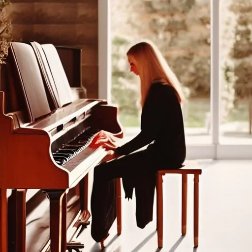 woman playing piano on stage