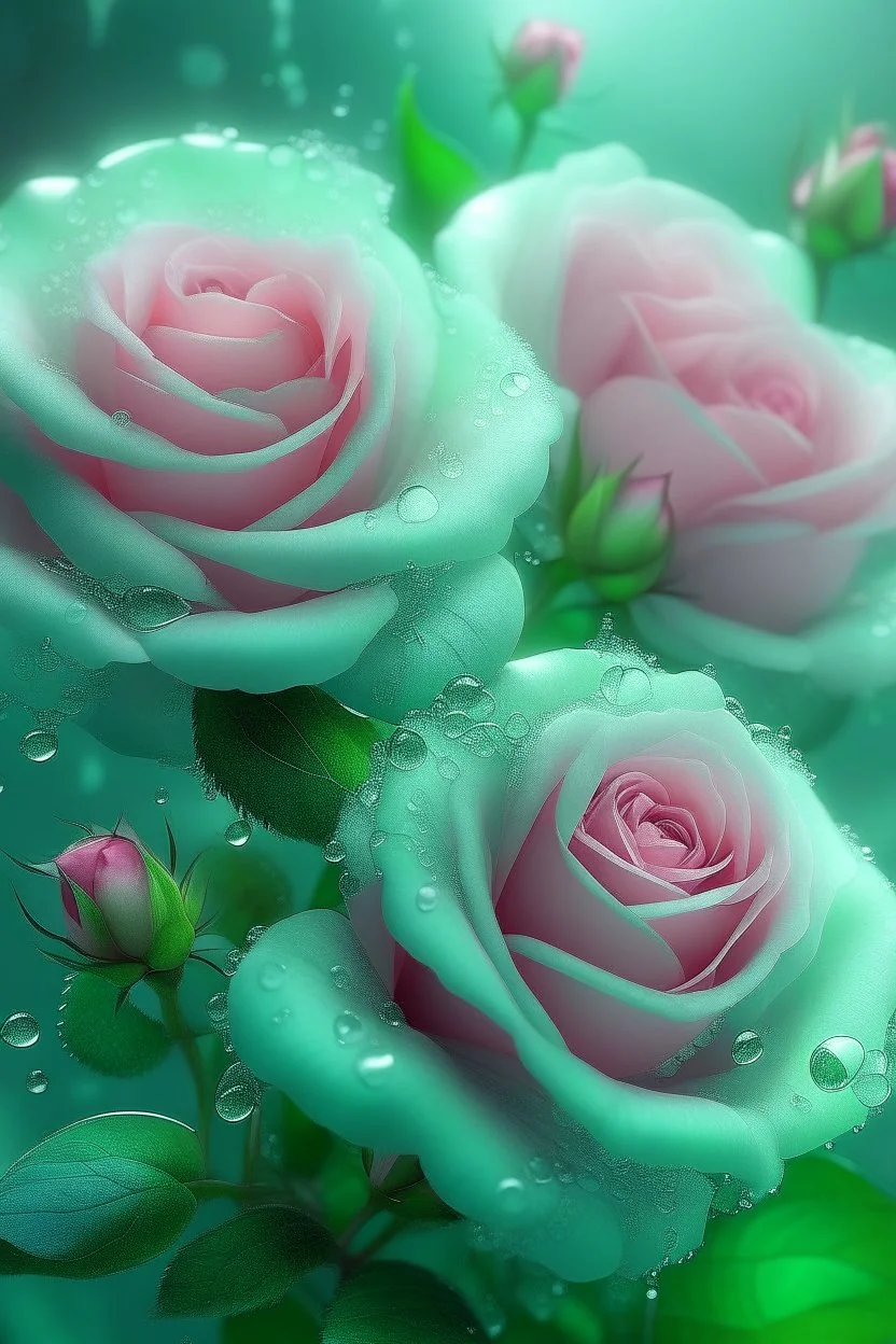 delicate, pink-mint lush bouquet of rose, Gallery