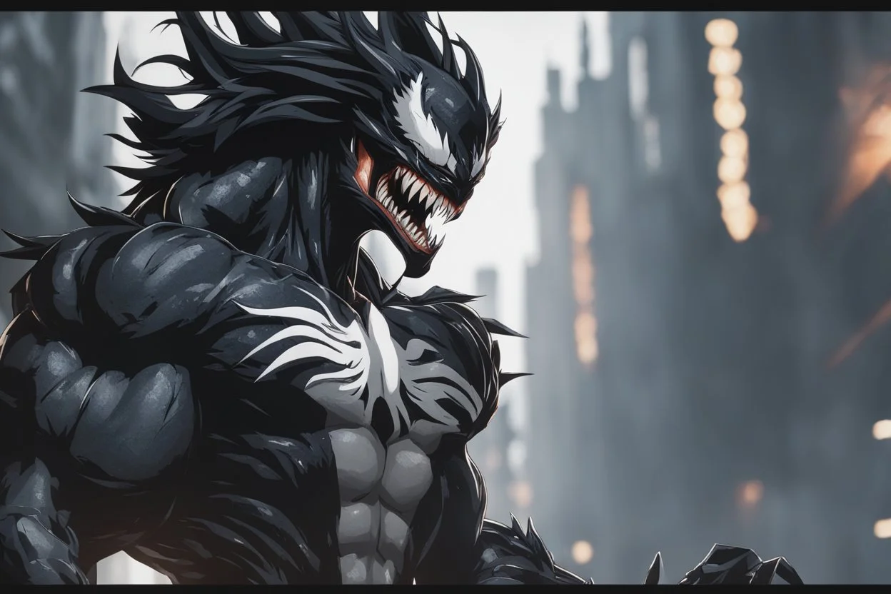 Venom in 8k solo leveling shadow artstyle, goku them, full body, intricate details, highly detailed, high details, detailed portrait, masterpiece,ultra detailed, ultra quality