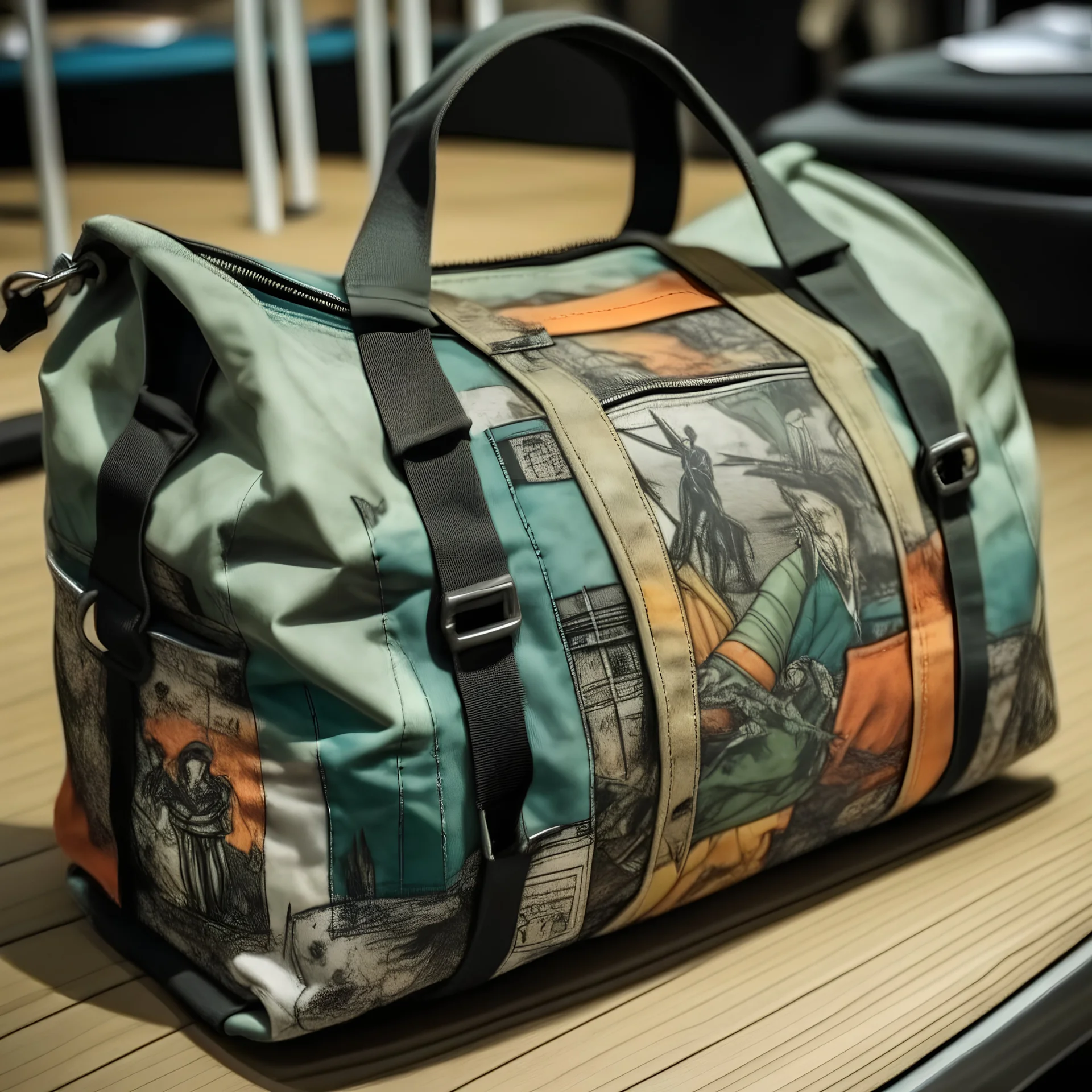 duffle bag, in a comic book, post-apocalypse,