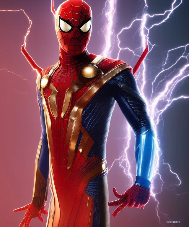 thor dress up with spiderman suit, red and black, shooting spider web from wrist, full body close up, soft light atmosphere, light effect，vaporwave colorful, concept art, smooth, extremely sharp detail, finely tuned detail, ultra high definition, 8 k, unreal engine 5, ultra sharp focus