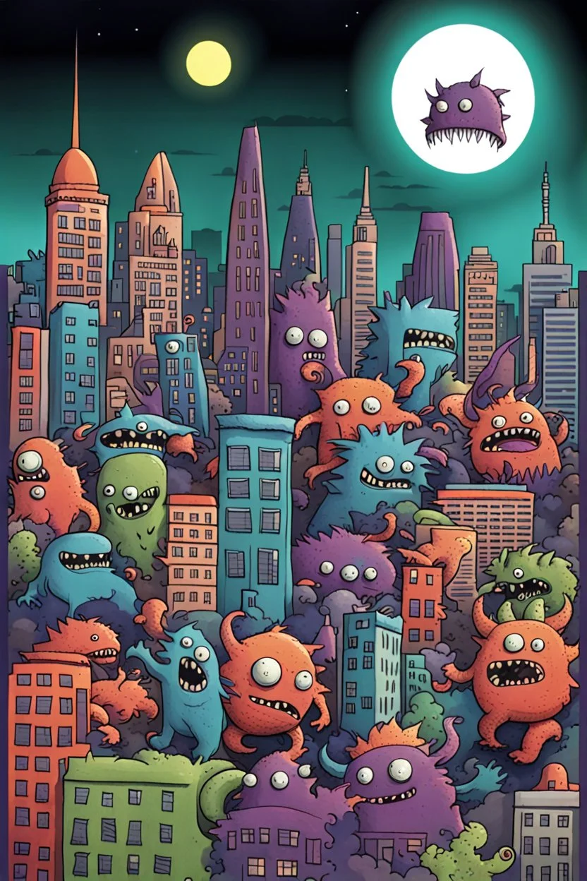 the city of the future, monsters are running around the city