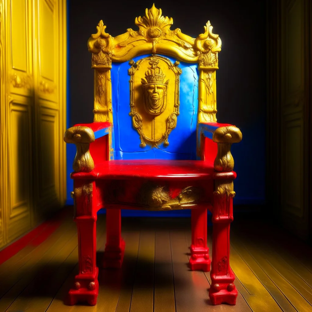 trono rosso e oro, borbonico napoletano , sopra versati vernice azzurra e giallo