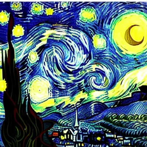 Starry night with a cat by vain go