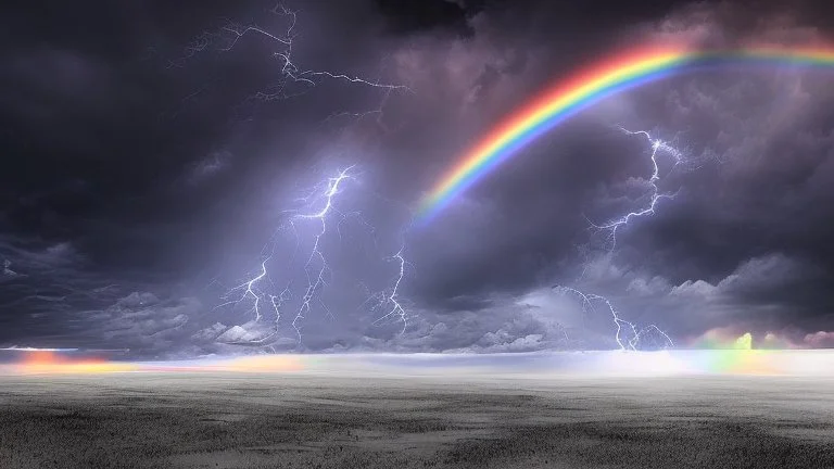 Doctors Without Borders provides immediate medical aid during humanitarian emergencies.Rainbow symbol of peace up on the sky,Photo-realistic scene ,desolate, standing on a jagged cliff, overlooking turbulent, inky black ,A storm brews in the distance, with dark, ominous clouds gathering, powerful beam pierces the darkness, and within its light, ethereal shadows of shipwrecked souls can be seen, their translucent forms forever searching for a way home.