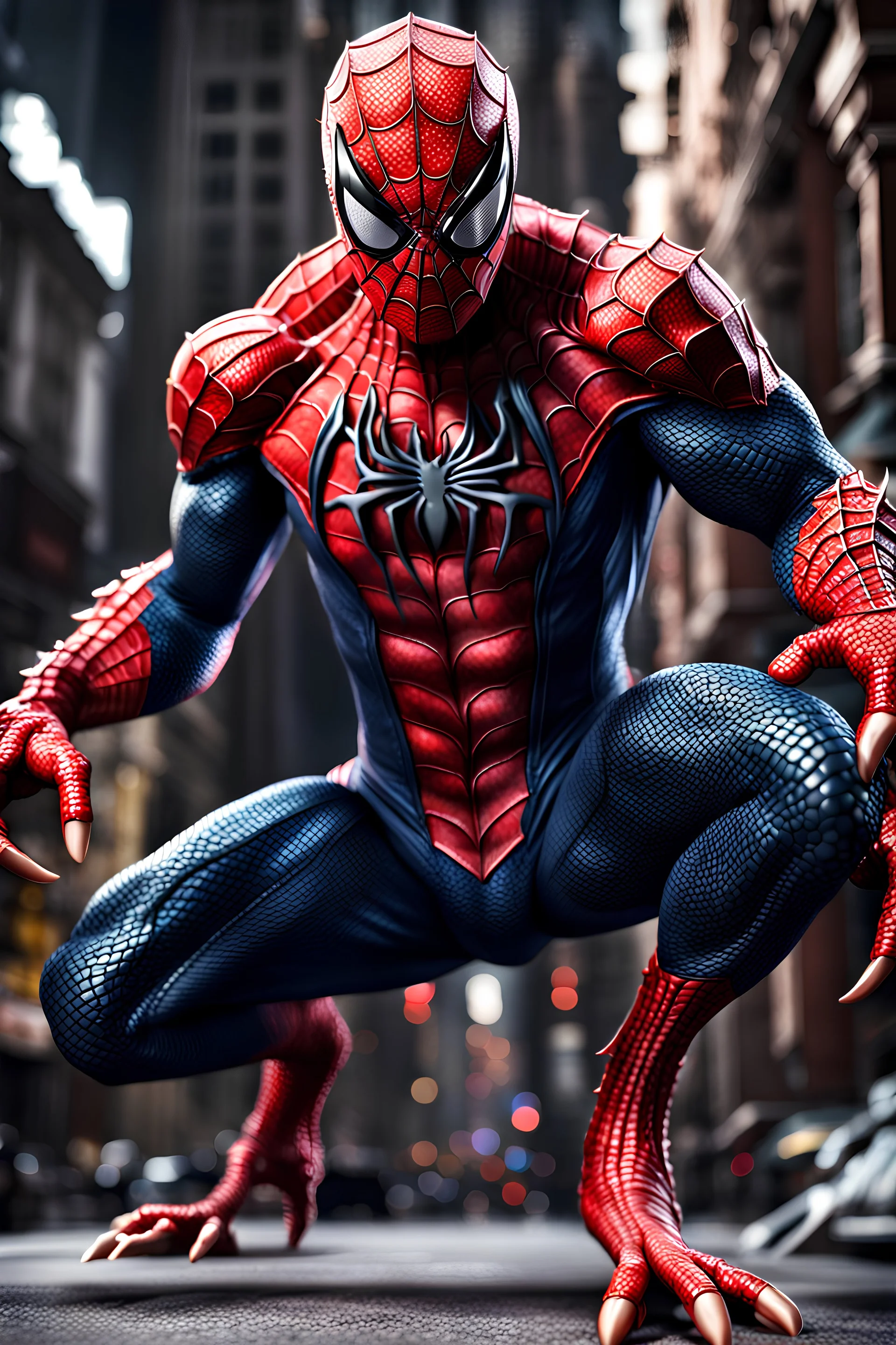 Fhoto full body, reality, Raw, warior dragon as spiderman, digital art, intricate details, powerful composition, captivating, , trending on artstation, sharp focus, studio photo, intricate details, highly detailed, by addie_digi