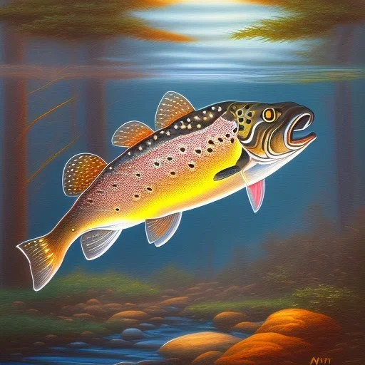 Antique brook trout painting