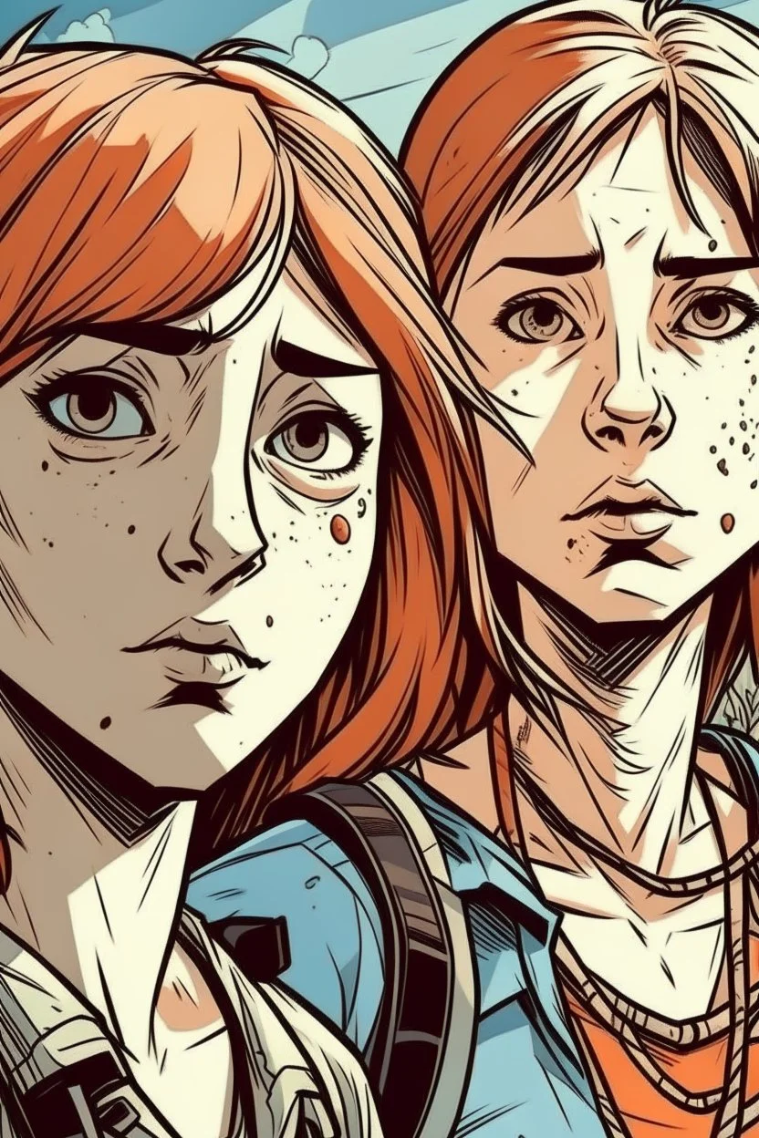 yakın 2 kız arkadaş The walking death tarzı 2D geniş açı