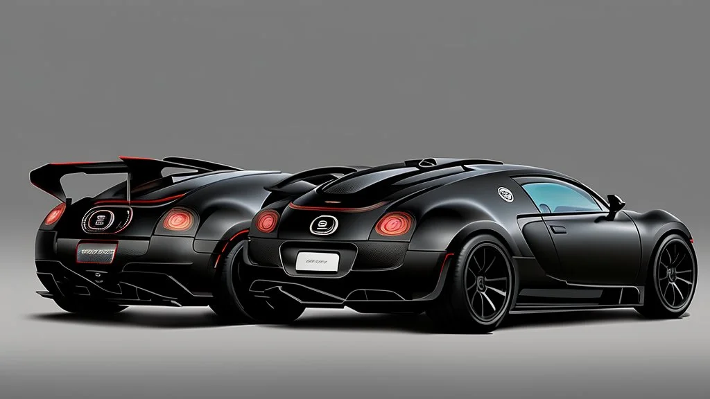 musou black painted Black Super Star Bugatti Veyron Hyper Sport, rear view