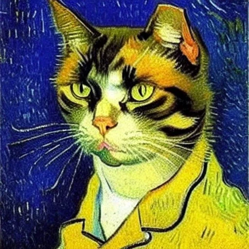 Portrait of a cat by Van Gogh