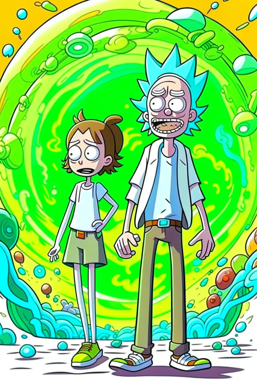 rick and morty tarzında bir çift daha genç dahada genç bir kız bir erkek