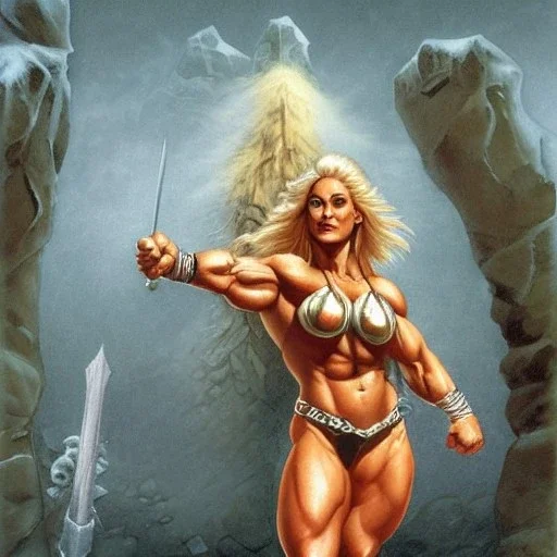 illustration dnd icelandic female bodybuilder barbarian by adrian smith ted nasmith boris vallejo