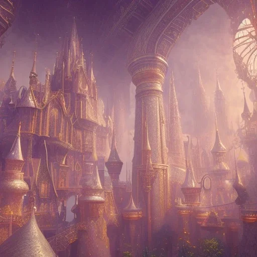 The palace of magic king, huge structure, panoramic view, zoomed out view of the exterior, mysterious, soft lighting, unreal engine 5 volumetric lighting, intricate details, realistic style, 8k resolution