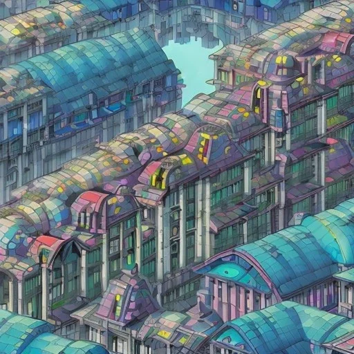Cyberpunk futuristic Megacity ,Neogothic architecture,inslandsMetropolis, uphill Road,detailed facades,detailed painting, 8K resolution,German noir,matte painting,felix kelly,biopunk,trieste