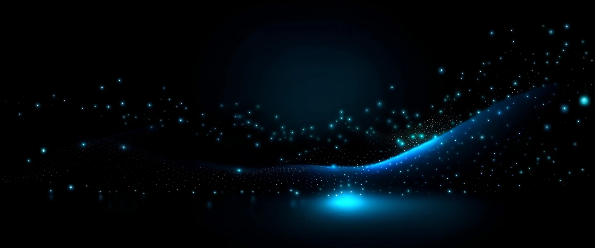Dark blue and glow particle abstract background.