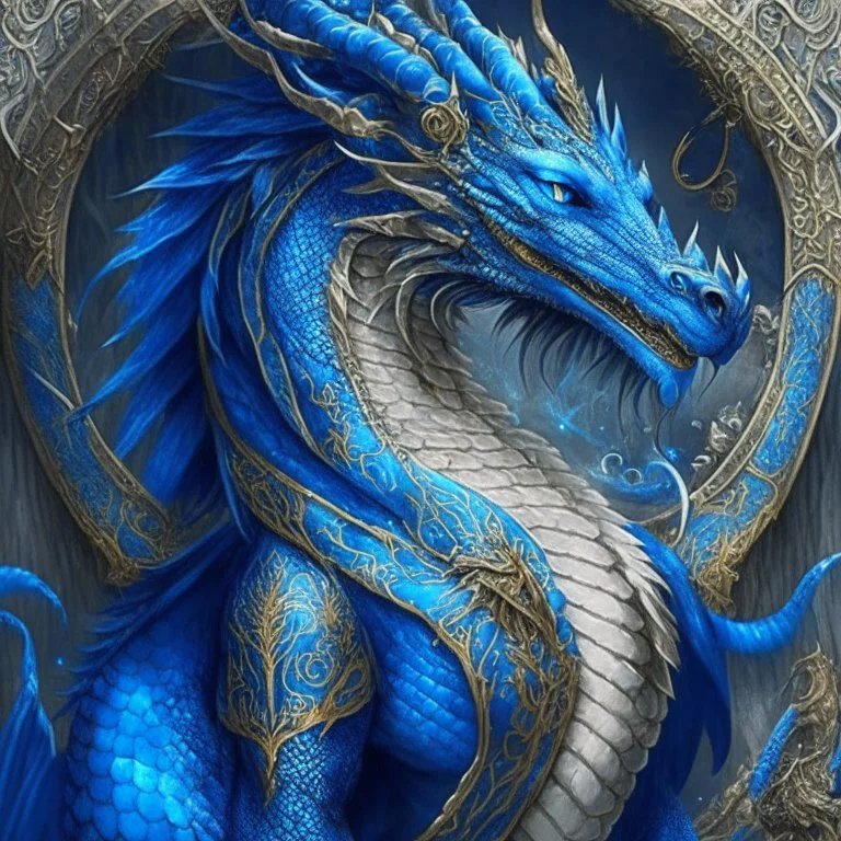 Kaiyubra - God of Protection, Justice, Law Keepers, and Truth-Seeking, Patron of Nobility and Peaceful Dragons A blue dragon