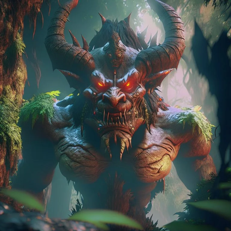 giant jungle demon lord, unreal engine 5, 8k resolution, photorealistic, ultra detailed