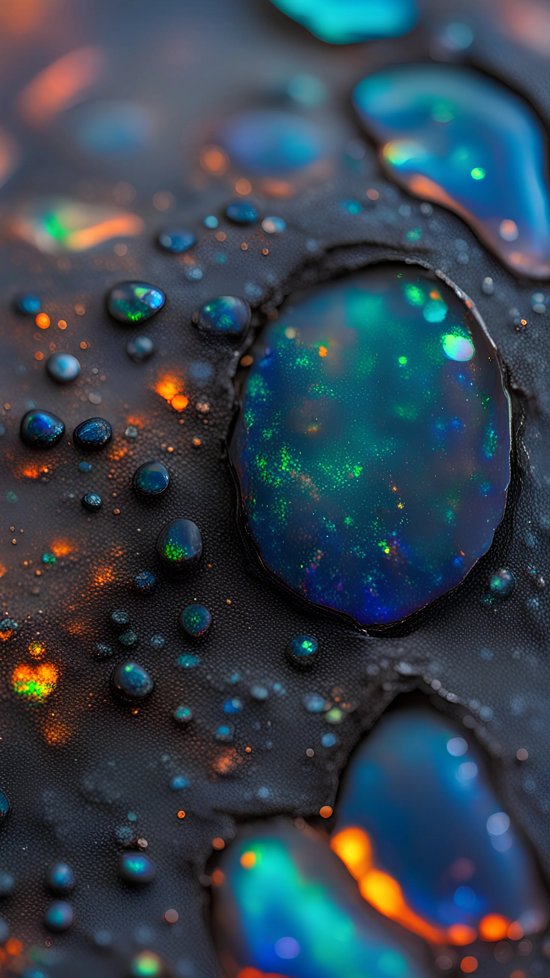 Macro close up of the surface of black opal