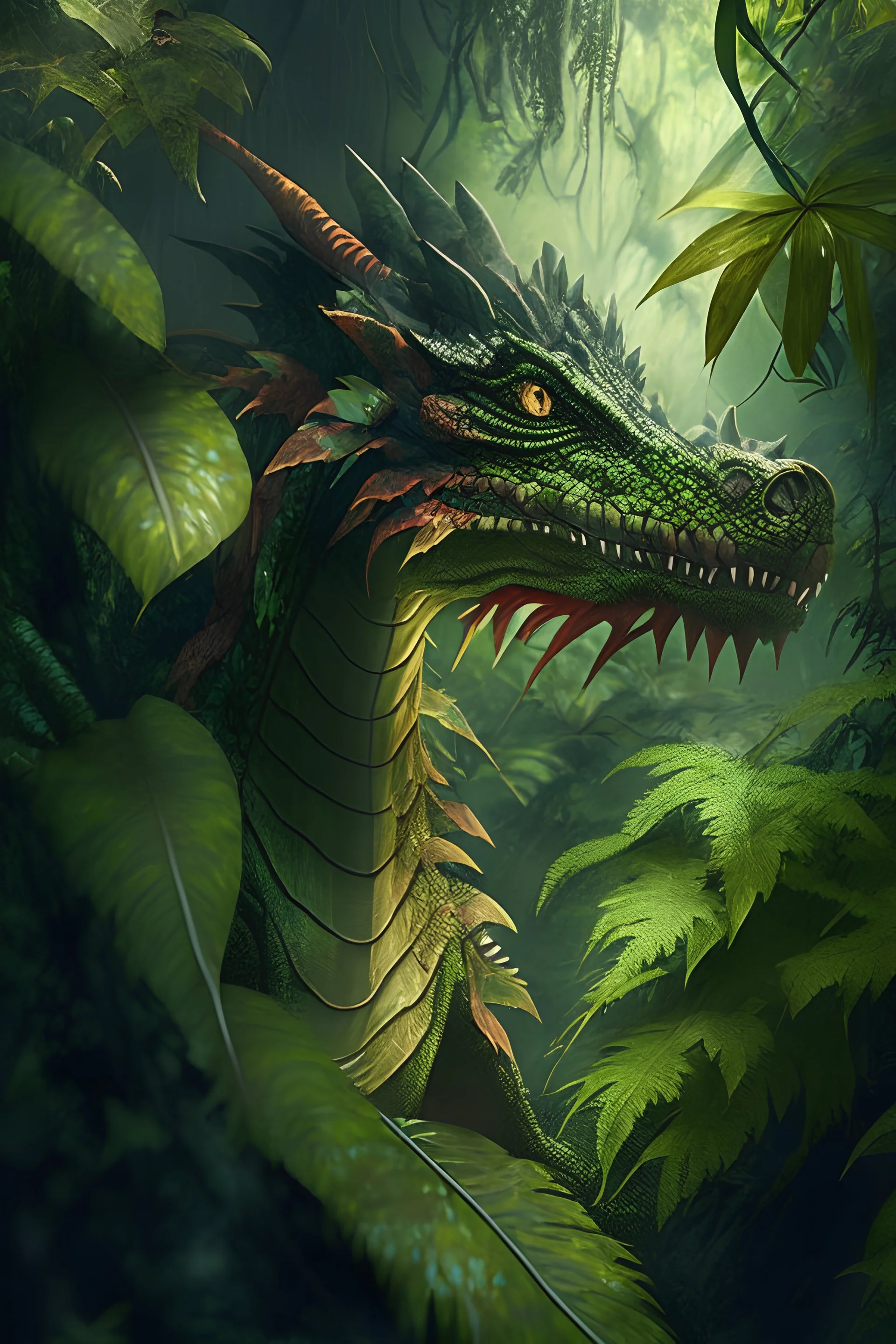 a dragon in the jungle