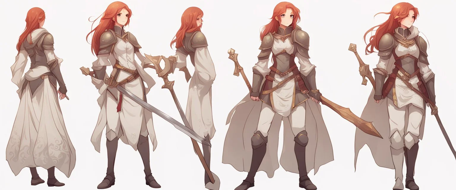 Teenaged Female Red haired kitsune paladin/bard