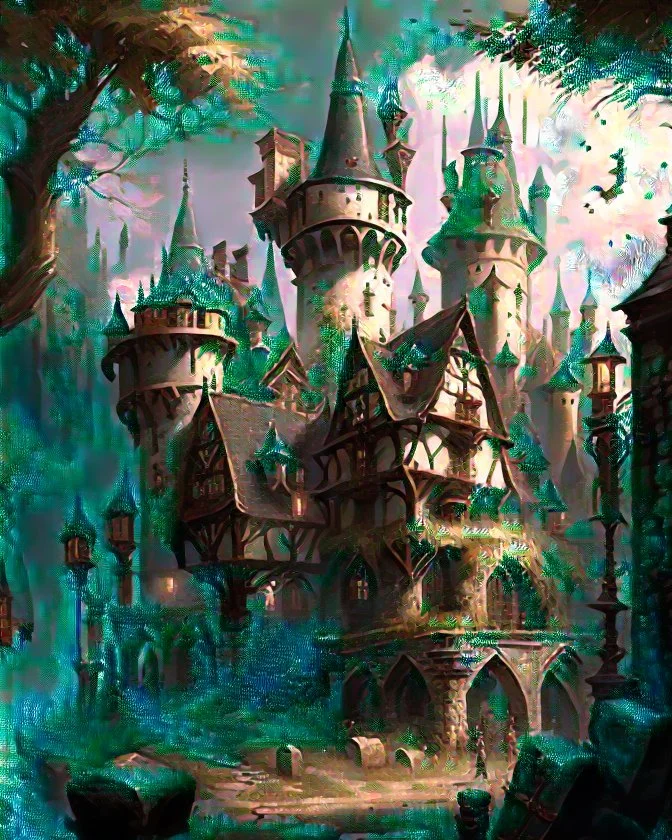 medieval fantasy castle town fairytale rpg art