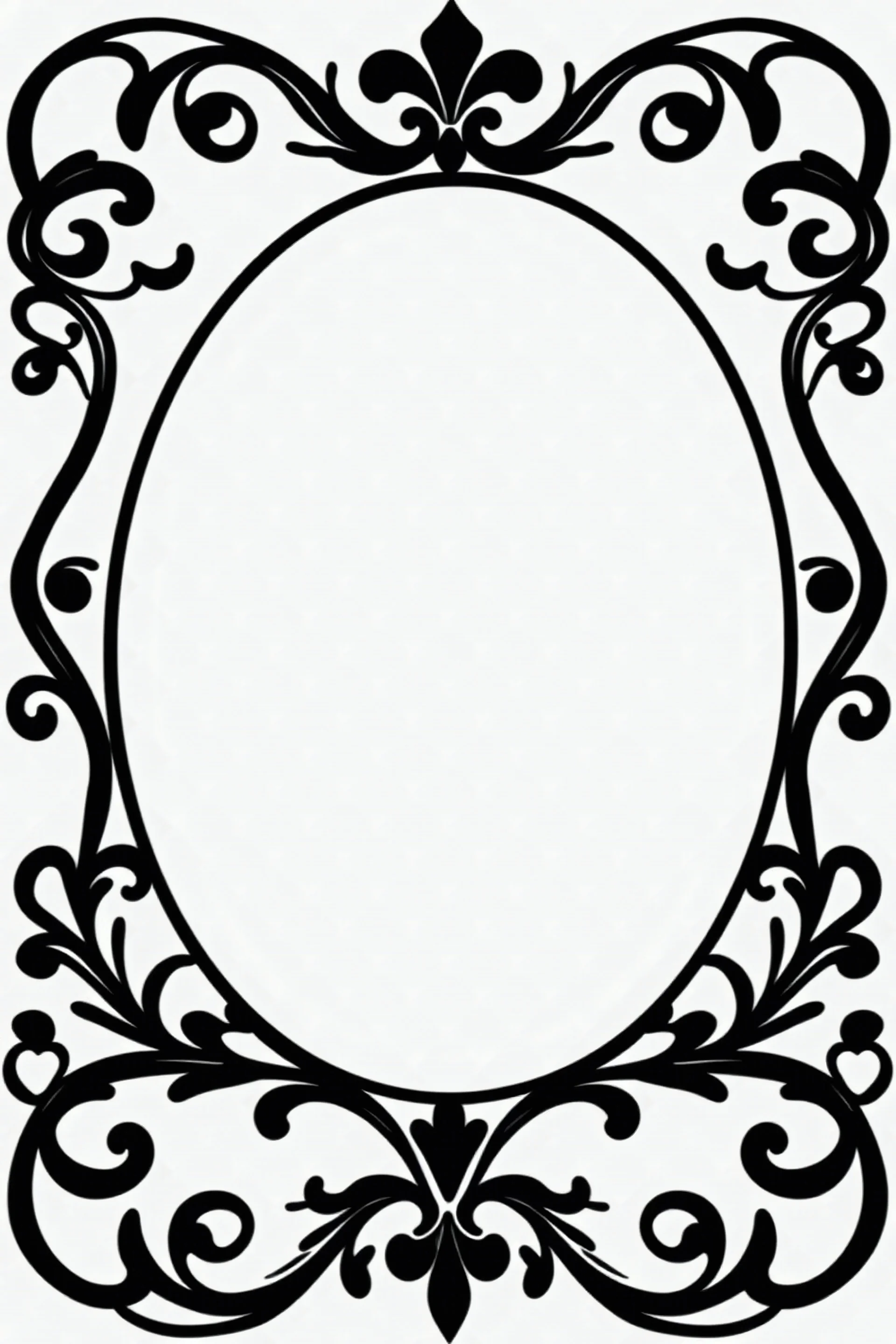silhouette of an ornamental oval picture frame, black on white vector