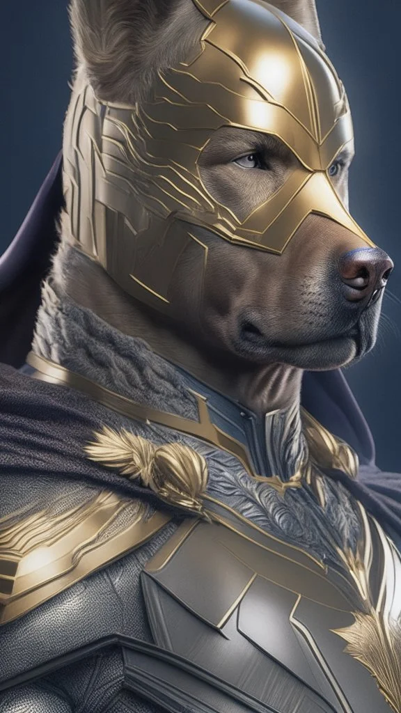 GustavoPetroman, superheroe con antifaz de perro Golden Retriever dorado, detallado, traje de superhéroe, detallado, intrincado, fotorealista, arte conceptual, 4k