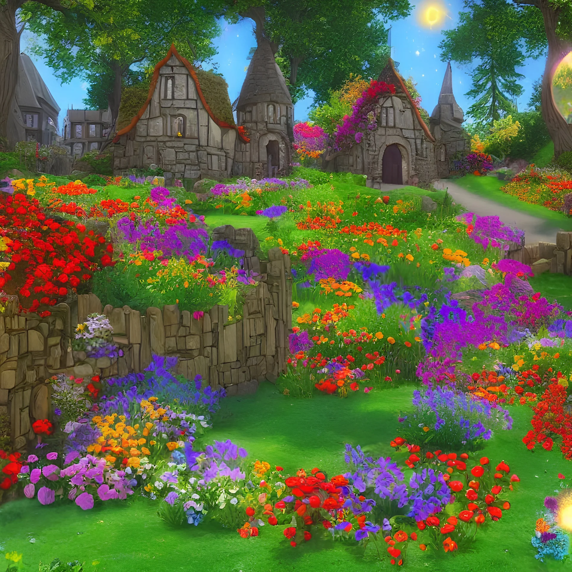 Wonderful grimore with flowers, knowledge and fairy tale, style midjourney v4