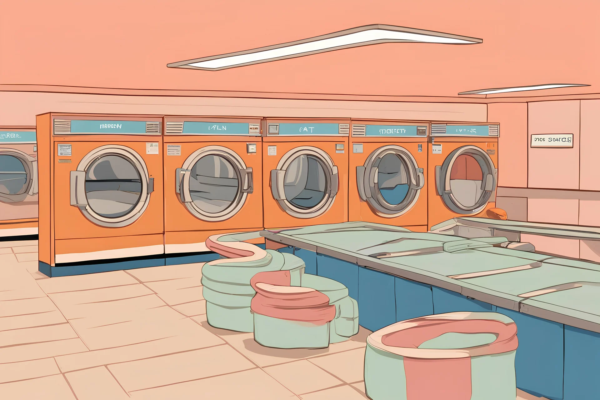 laundromat in the style of ed ruscha