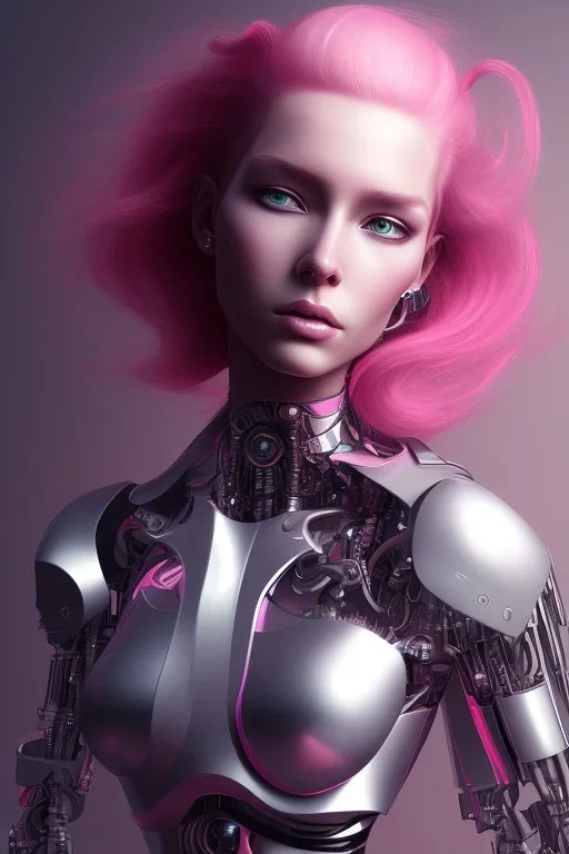 cyborg, pink hair,seven