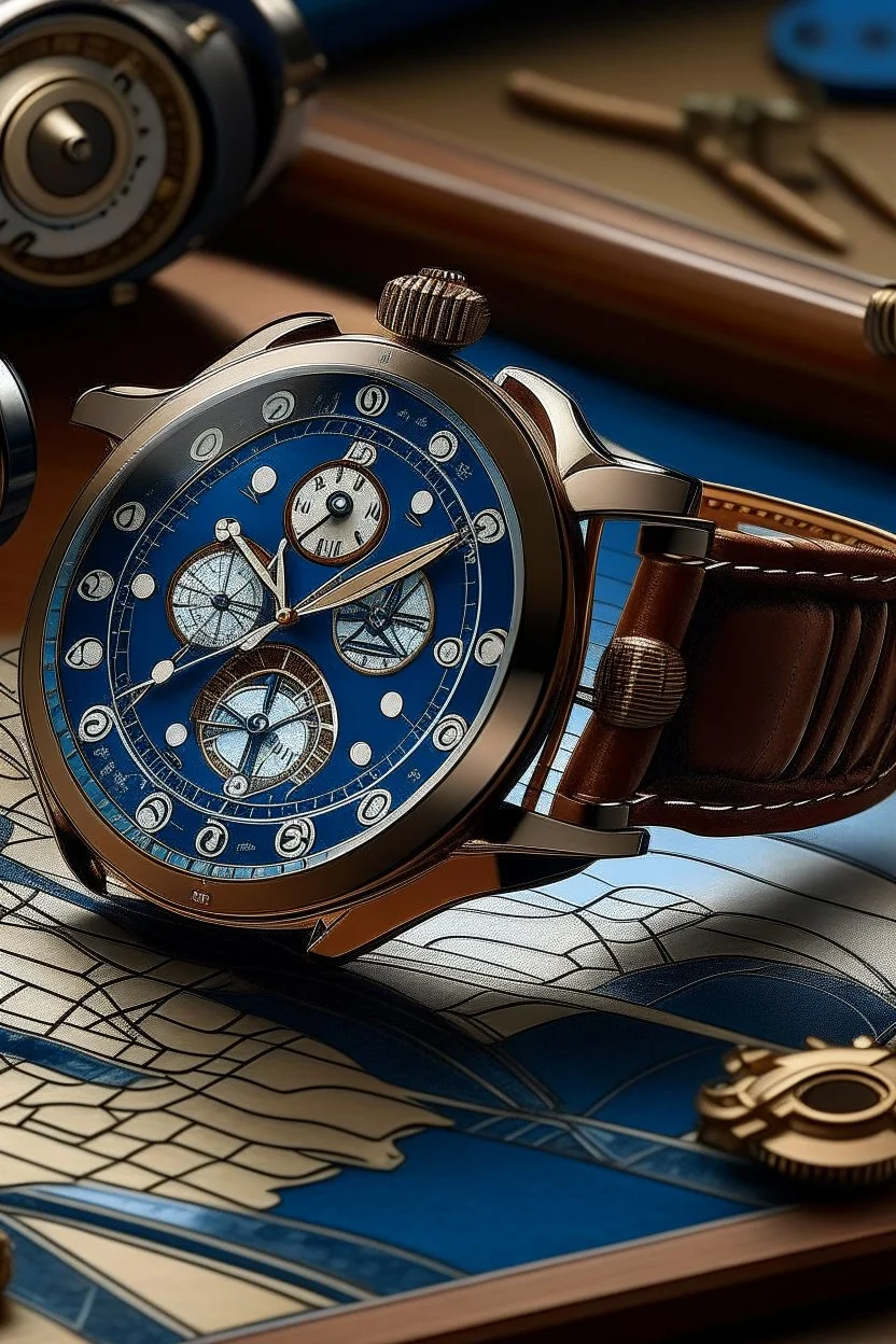 Generate a composition that juxtaposes a vintage sailing watch with a modern counterpart, symbolizing the evolution of timekeeping in maritime history. Highlight distinctive features of each watch.