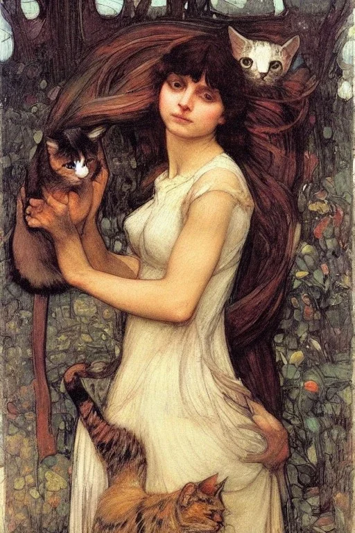 Woman who has a head of a cat. Boreas. John William Waterhouse