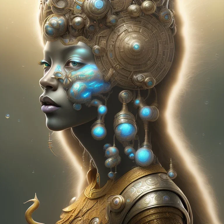 ssango fantasy, fantasy magic, intricate, sharp focus, illustration, highly detailed, digital painting, concept art, matte, artgerm and paul lewin and kehinde wiley, masterpiece silver elephant head bronze Asian African girl nice breast Afo hair turquoise sun rain waves